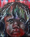 Aboriginal Girl Acryl Misch-Fließtechnik auf Leinwand; 25 x 30 cm